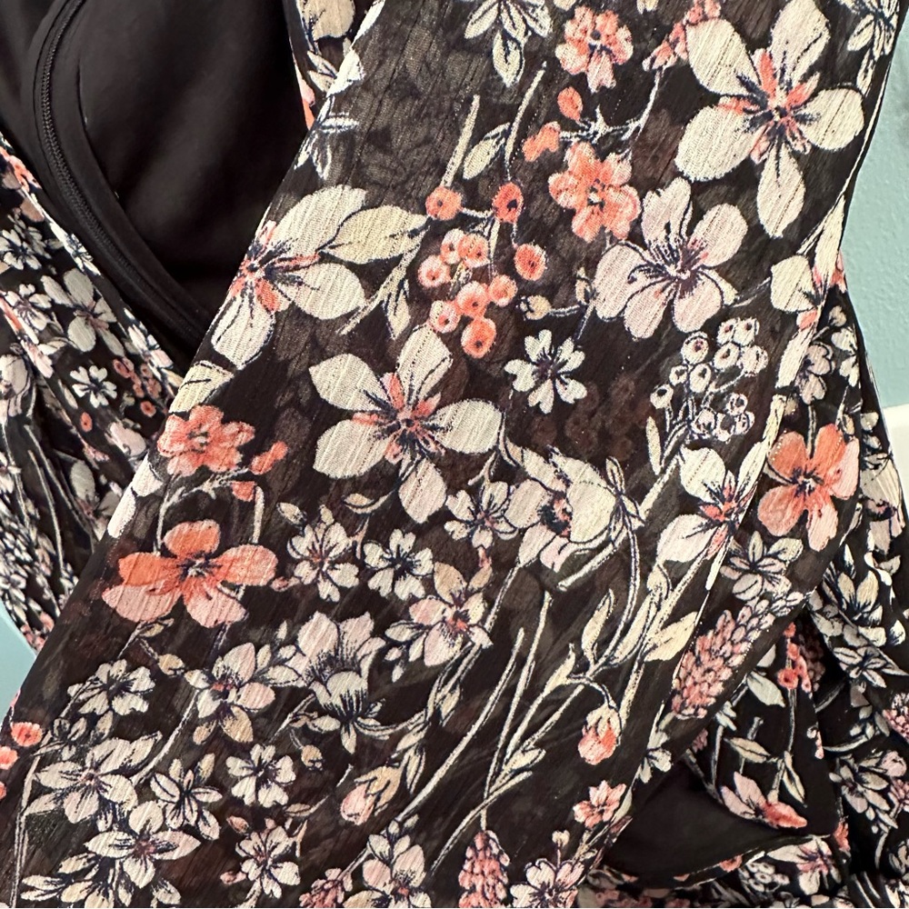 TOMMY HILFIGER Puff Shoulder Fit and Flare Chiffon Midi Dress - Picture 3 of 5